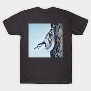 White Breasted Nuthatch - wild bird painting T-Shirt